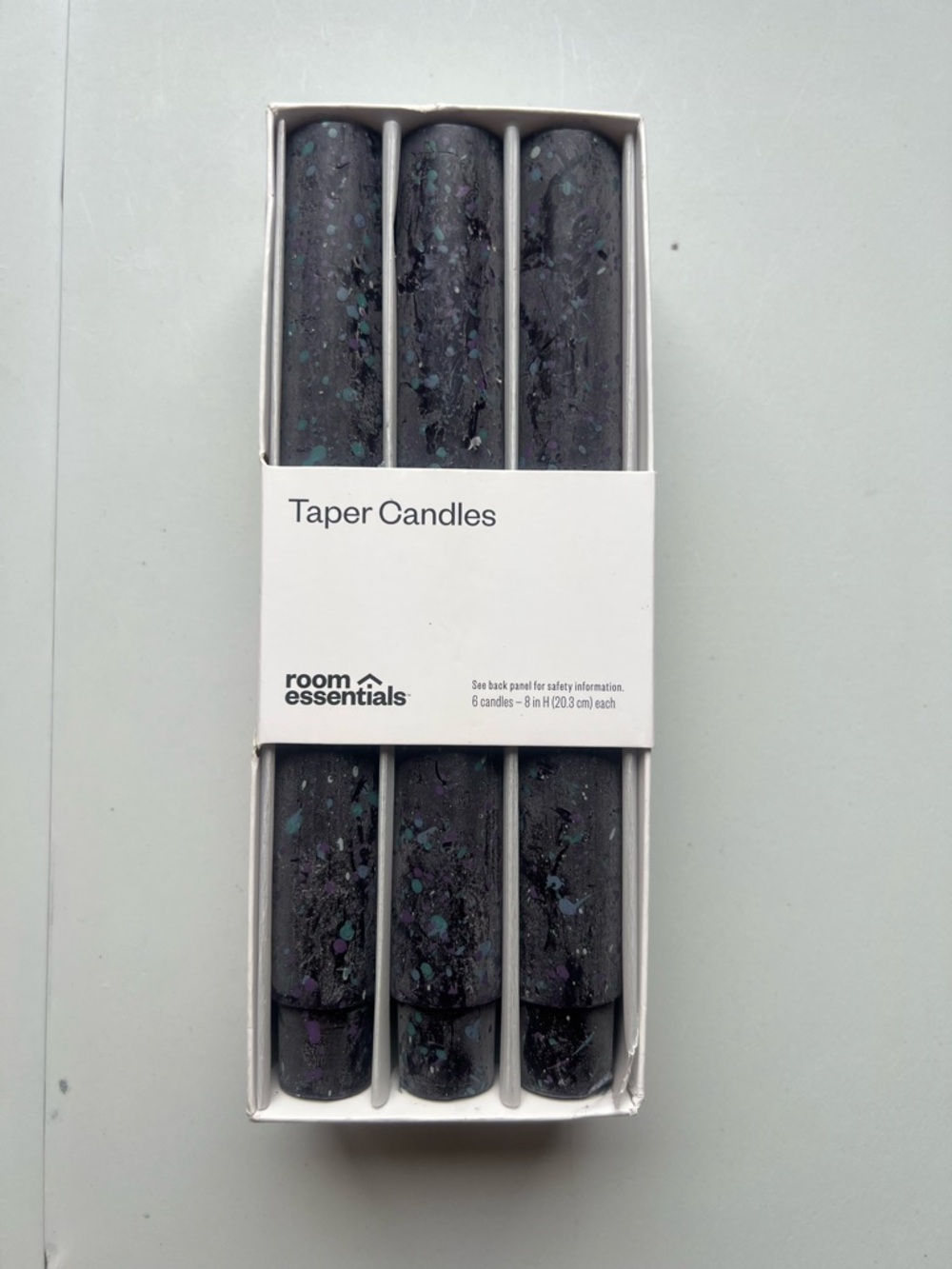 room essentials Black Speckled Taper Candles - Pack of 6